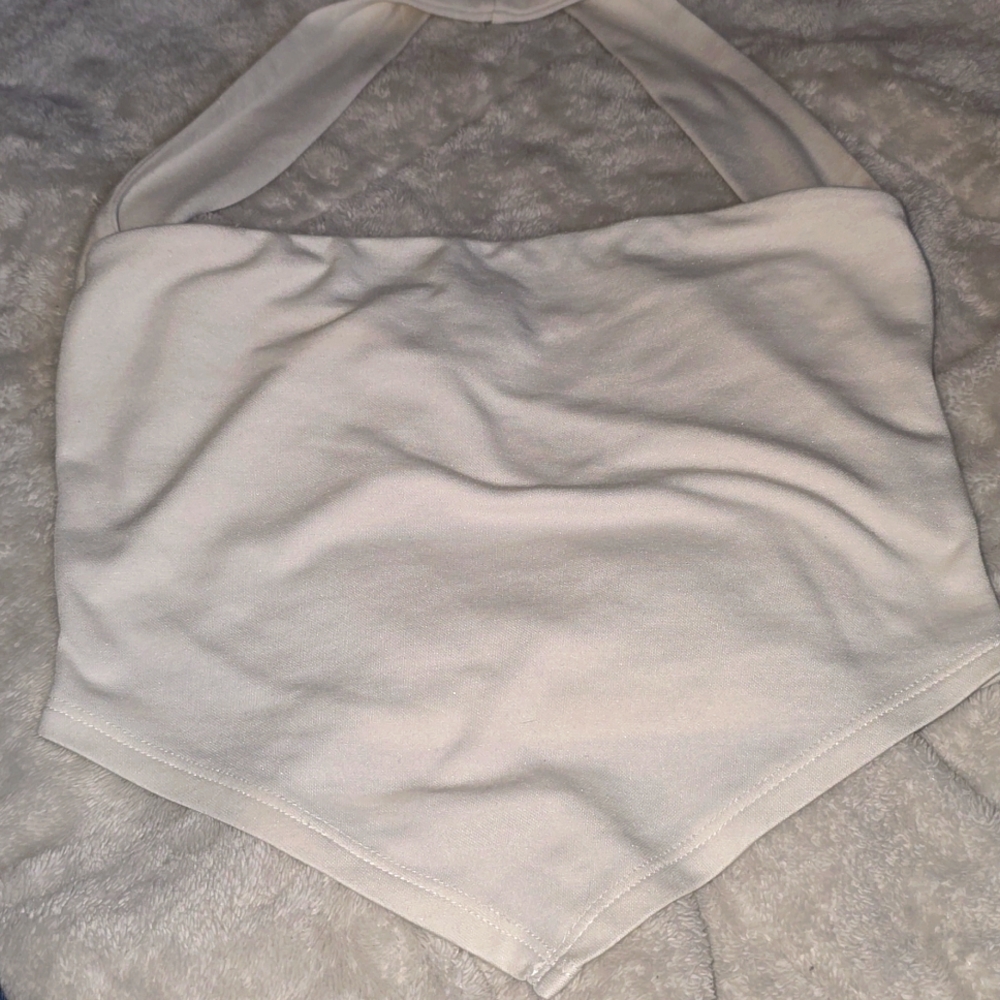 Forever 21 White Backless Crop Tank